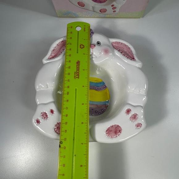 Vintage Easter Bunny Ceramic Candy Dish Egg Bowl Giftco w/ Box Spring Decor - Picture 7 of 13